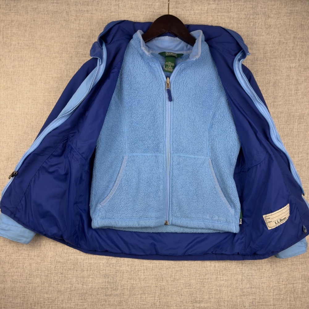 L.L.Bean Girls 8 Blue Ski Jacket Fleece Lined Hooded Winter Coat - Picture 6 of 16
